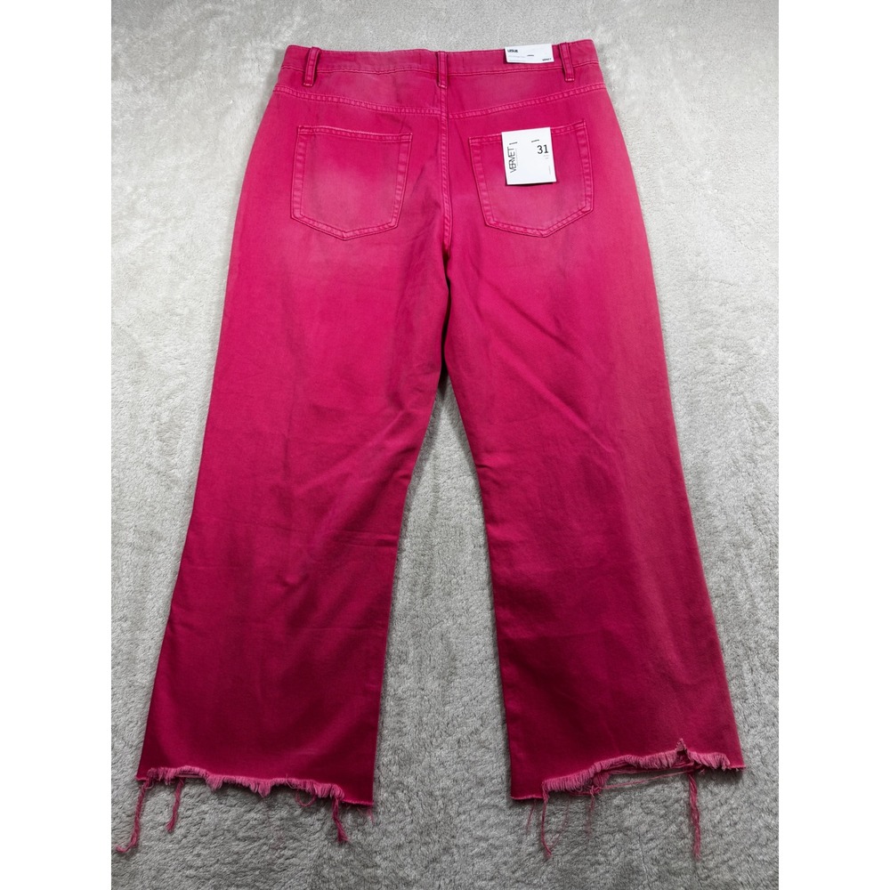 NWT Vervet Womens Leslie 90s Vintage Flare Distressed Pink Jeans 31 Meas: 34x26 - Picture 2 of 7